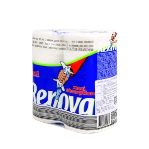 瑞诺瓦之爱（Renova） 进口厨房纸巾吸油纸擦手纸卷纸压花强吸水清洁用纸2层*2卷80张 2包装