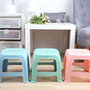 茶花儿童凳子浴室凳塑料藤面家用凳子时尚茶几凳小板凳换鞋凳 蓝色【1个装】