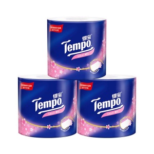 得宝（Tempo）樱花卷纸4层160g*10卷筒纸 有芯手纸加厚厕纸德宝卫生纸家用整箱装（樱花香）