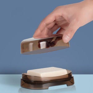 茶花肥皂盒带盖旅行香皂盒沥水欧式卫生间创意北欧家用 赛欧圆润皂盒