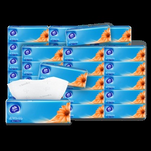 维达（Vinda）超韧抽纸3层100抽（24+6）包 餐巾纸抽面巾纸 卫生纸巾抽擦手纸（整箱） 浅蓝色