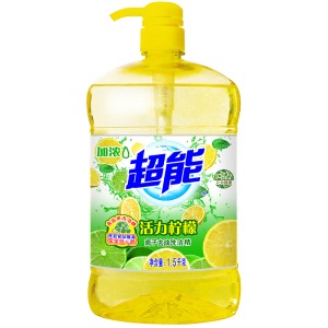 超能 离子去油洗洁精（活力柠檬）1.5kg 加浓去油 安全 可洗果蔬（新老包装随机发货）