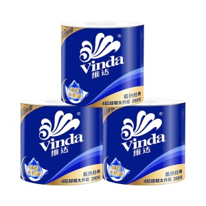 维达（Vinda） 蓝色经典卷纸4层200克10卷 有芯卷筒纸巾厕纸手纸卫生纸