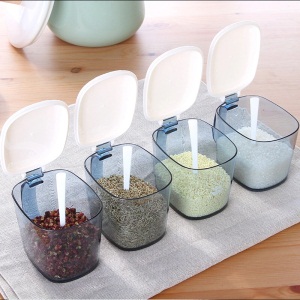 茶花塑料调料盒调味罐套装组合厨房塑料调味3组套装 颜色随机