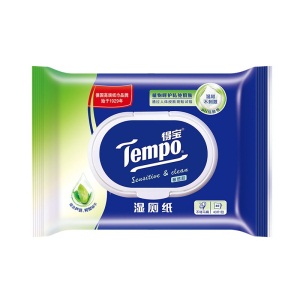 得宝（Tempo）湿厕纸敏感性肌肤可用 40片装 私处洁阴洁厕湿巾成人湿巾洁肤敏感肌专用