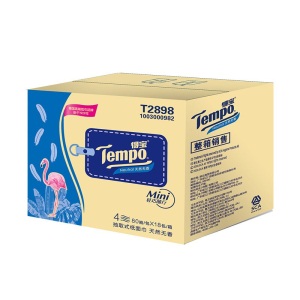 得宝（Tempo）Mini系列抽纸4层80抽18包 德宝纸抽加厚软抽卫生纸巾餐巾纸面巾纸