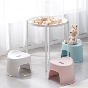 茶花儿童凳子浴室凳塑料贝壳三角家用凳子时尚茶几凳小板凳换鞋凳 纯净白(1个装)