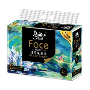 洁柔(C&S)抽纸 黑Face 加厚4层100抽面巾纸*6包 无香(L号软抽 可湿水替代毛巾)干湿两用 新老包装交替发货