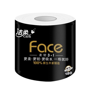 洁柔(C&S)卷纸 黑Face 加厚4层180g卫生纸*23卷（柔软亲肤面子系列一格就够 吸水耐用易降解）整箱销售