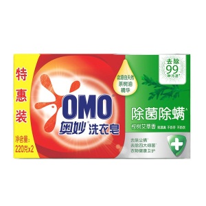 奥妙(OMO) 除菌除螨洗衣皂 （新老包装随机发货） 桉树艾草 220g×2