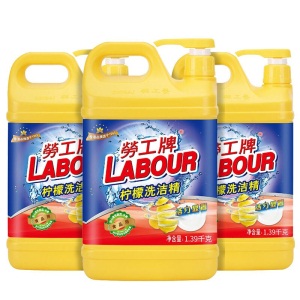 劳工牌（LABOUR）洗洁精大桶  柠檬洗洁精 (泵装) 3瓶计4.17kg