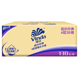 维达(Vinda) 卷纸 蓝色经典4层130g卫生纸*30卷 纸巾（整箱销售）