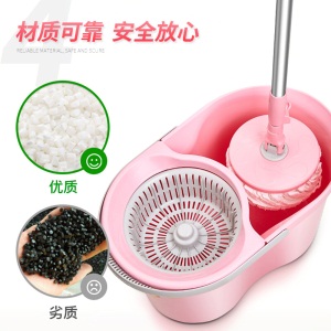 3M思高 T4旋转拖把 家用可拆式旋转桶免手洗拖把樱花粉 送原装拖把头一块（共2块）