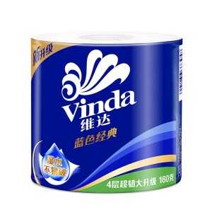 维达(Vinda) 卷纸 蓝色经典4层160g卫生纸巾*27卷 (整箱销售)