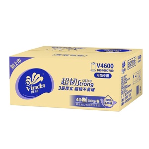 维达(Vinda) 无芯卷纸纸巾 超韧3层100g卫生纸巾*40卷 整箱销售（新旧交替发货）