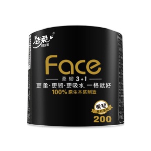 洁柔(C&S)卷纸 黑Face 加厚4层200g卫生纸*27卷（整箱销售 面子系列一格就够）