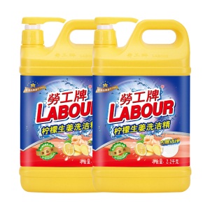 劳工牌（LABOUR）洗洁精大桶瓶装清洗剂(泵装) 柠檬生姜4.4kg