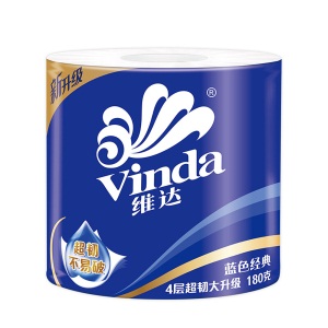 维达(Vinda) 卷纸 蓝色经典4层180g卫生纸巾*27卷(整箱销售)