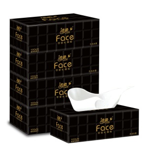 洁柔(C&S)盒抽 黑Face 可湿水3层100抽面巾纸*4盒 无香( 面子系列 盒装抽纸）新老品交替发货