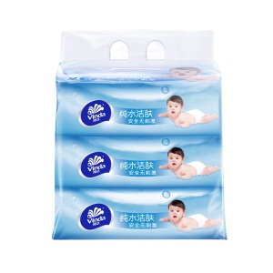 维达（Vinda）婴儿湿巾纸巾 婴儿纯水洁肤湿巾 80片装*3包（新旧产品交替发货）宝宝卫生清洁