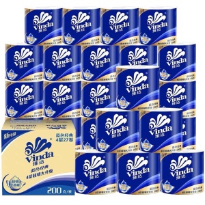 维达（Vinda）蓝色经典卷纸4层加厚200克27卷 有芯卷筒纸巾厕纸手纸卫生纸 整箱