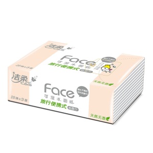 洁柔(C&S)便携抽纸 粉Face 柔韧3层28抽*40包 旅行装 无香(整箱销售 婴儿宝宝干湿两用面巾纸 方巾纸)