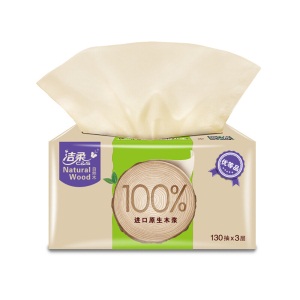 洁柔(C&S)抽纸 自然木食品级 亲肤3层130抽面巾纸*6包 无香（M号 母婴健康用纸 本色纸巾）新老包装交替发货