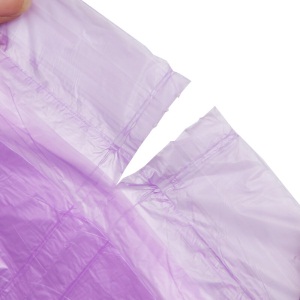 妙洁中号加厚抽绳手提式垃圾袋 紫色厨余家用办公室文明干湿垃圾分类 45*50cm12L 18只共1卷