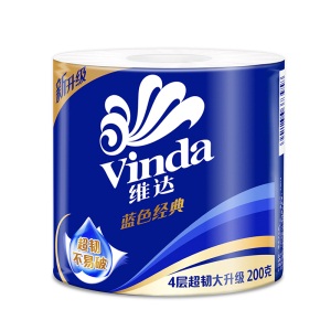 维达(Vinda) 卷纸 蓝色经典4层200g卫生纸巾*27卷(整箱销售)