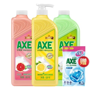 斧头牌洗洁精AXE柠檬花茶西柚1.08kg*3瓶洗涤灵不伤手厨房洗碗液果蔬餐具清洗剂