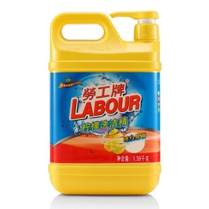 劳工牌（LABOUR）洗洁精大桶  柠檬洗洁精 (泵装) 3瓶计4.17kg