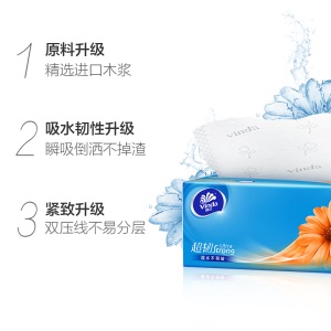 维达(Vinda) 抽纸 超韧3层150抽软抽纸巾*24包(真S码) 整箱销售