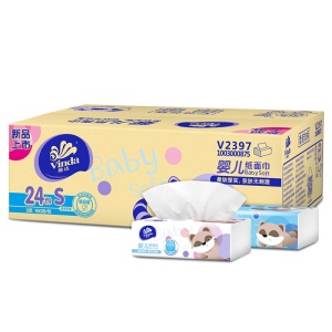 维达(Vinda) 抽纸 24包婴儿纸巾3层软抽（整箱销售 母婴可用）格) 整箱销售