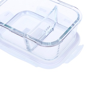 乐扣乐扣 分隔耐热玻璃保鲜盒 大容量微波炉专用加热饭盒 密封食品水果便当盒餐盒 赠带饭包 630(分格)+750ML