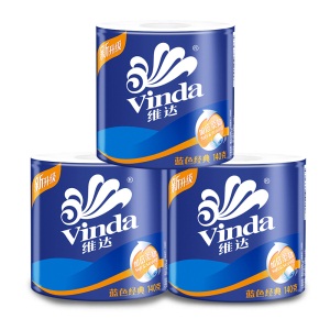 维达(Vinda) 卷纸 蓝色经典4层140g卫生纸巾*27卷（整箱销售）