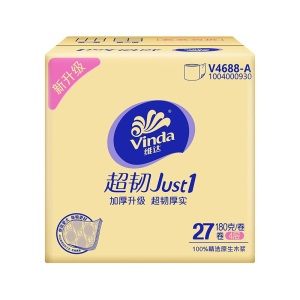 维达(Vinda) 卷纸 超韧4层180g卫生纸巾*27卷(整箱销售) 新旧包装交替发货