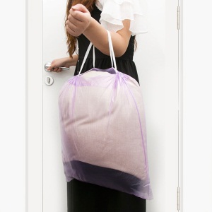妙洁中号加厚抽绳手提式垃圾袋 紫色厨余家用办公室文明干湿垃圾分类 45*50cm12L 18只共1卷