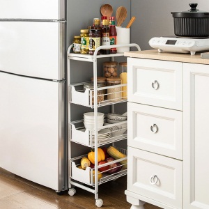 美厨（maxcook）厨房置物架 四层可抽拉式收纳架 蔬菜水果储物架 网篮手推车可移动层架书桌架 MCWA226