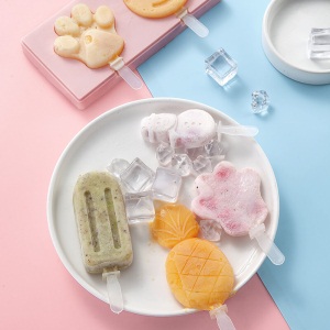 美厨（maxcook）雪糕模具4件套 DIY自制硅胶家用创意卡通可爱冰淇淋冰棍冰棒冰糕模具格 水果动物混色MCPJ647