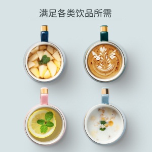 美厨（maxcook）茶杯陶瓷杯马克杯 水杯泡茶杯带盖带勺 咖啡杯早餐杯办公室喝水杯 380ml军绿色MCB413