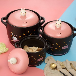 美厨（maxcook）陶瓷煲砂锅 4L汤锅炖锅养生煲 手工彩釉耐干烧 粉兔系列MCT599