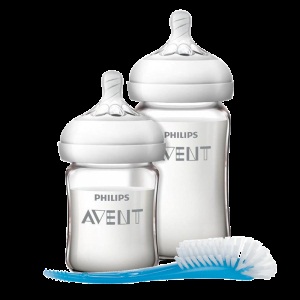 飞利浦新安怡奶瓶顺畅玻璃奶瓶对装含奶瓶刷婴儿新生儿正品SCF679