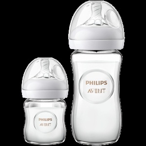新品-飞利浦新安怡玻璃奶瓶新生儿宝宝宽口防胀气对装配螺纹奶嘴
