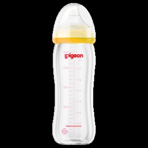 【贝亲官方旗舰店】婴儿宽口径玻璃奶瓶自然实感硅胶L号奶嘴套装