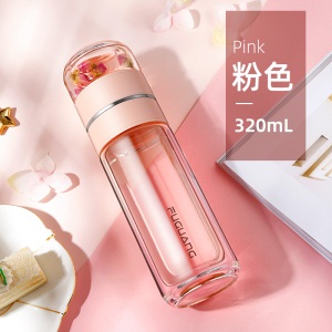 富光茶水分离泡茶杯女可爱便携办公室花茶杯分离式玻璃杯ins风