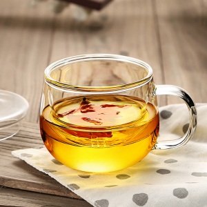 富光玻璃杯女茶水分离茶杯带把花茶杯过滤泡茶杯家用带盖水杯子
