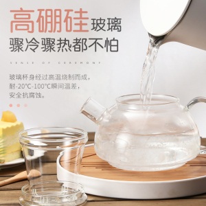 富光玻璃茶壶套装大容量家用过滤养生单壶耐高温加热泡茶玻璃杯