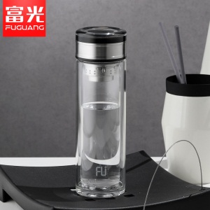 富光高端FU+泰系列双层玻璃杯带盖便携家用随手杯过滤泡茶水杯子