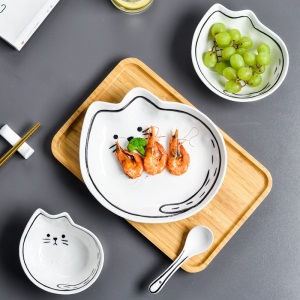 1碗碟套装家用陶瓷碗单个创意个性餐具一人食可爱ins风少女心盘子