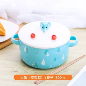1家用可爱陶瓷泡面碗单个餐具带盖碗筷套装学生宿舍大号汤饭碗日式